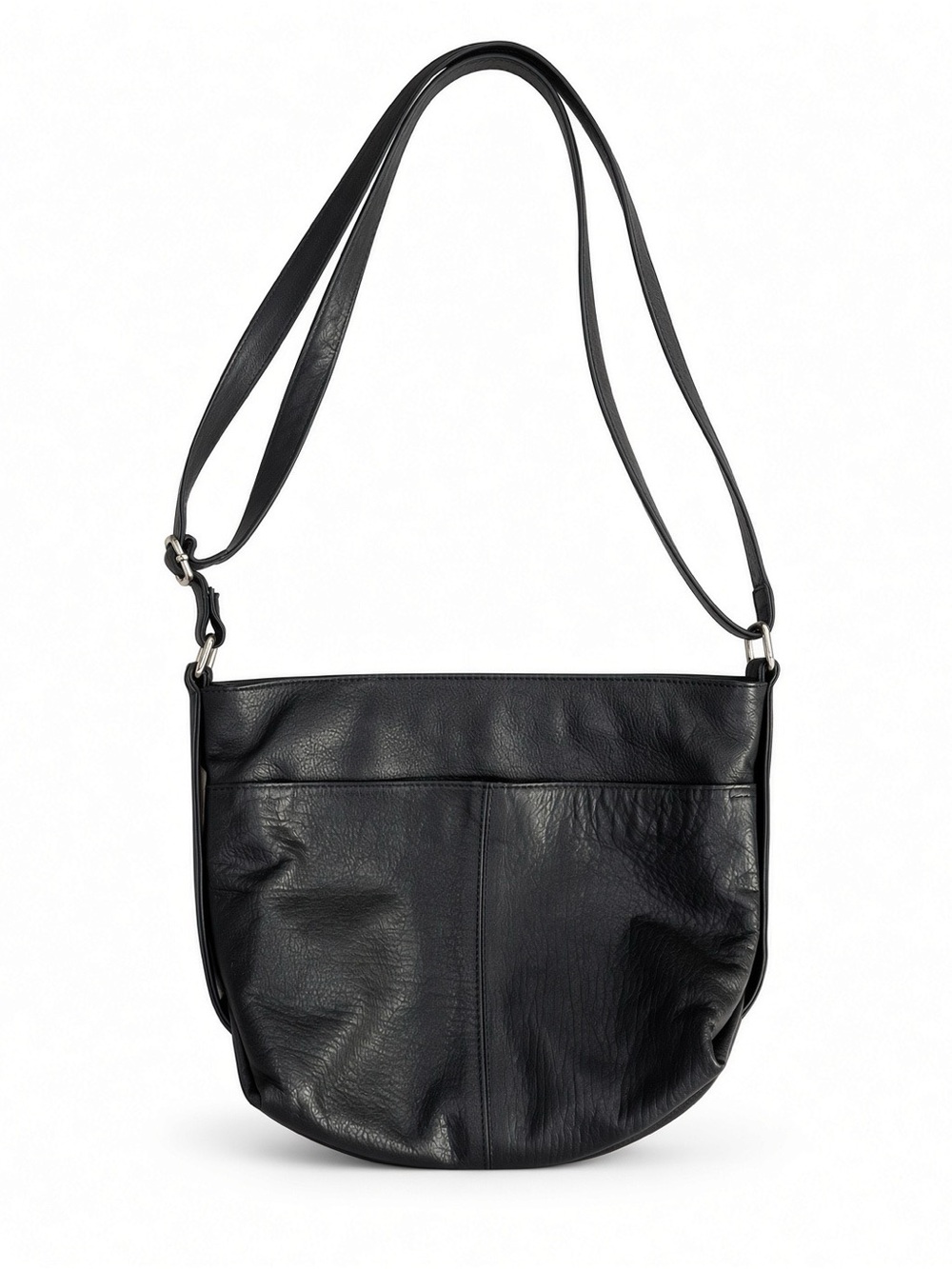 Women's Black Leather Crossbody Messenger Bag